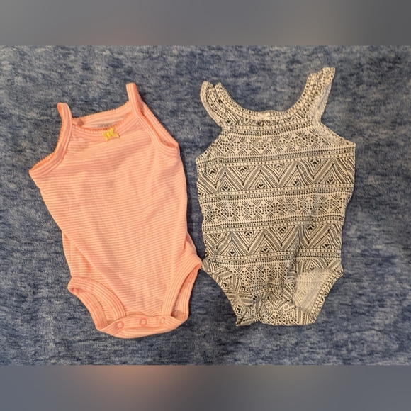 Carter's Other - Carter's Pink and Gray Patterned Bodysuits